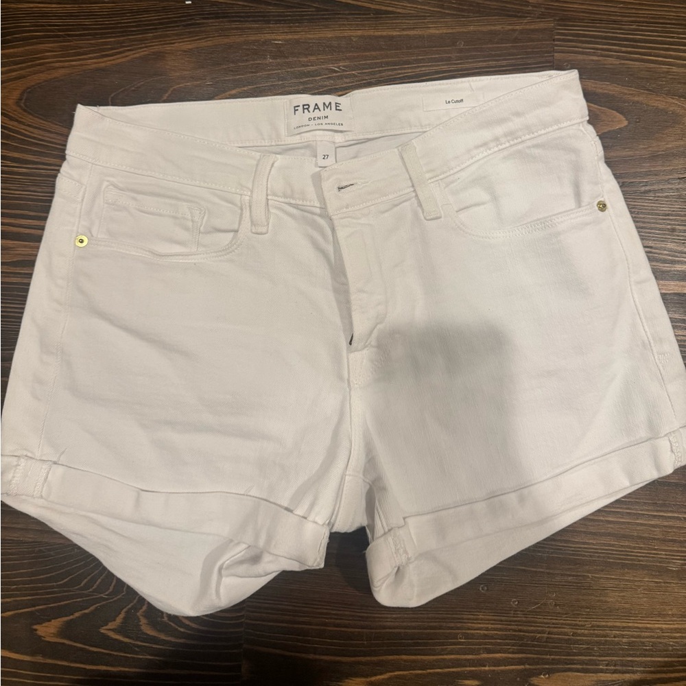 White Frame Denim Shorts